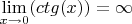 $\lim\limits_{x \rightarrow 0} (ctg(x))=\infty$