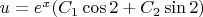 $u= e^x(C_1\cos 2х + C_2\sin 2х)$
