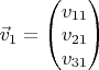 $\vec v_1=\begin{pmatrix}v_{11}\\ v_{21}\\ v_{31}\end{pmatrix}$