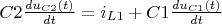 $C2\frac{du_{C2}(t)}{dt}=i_{L1}+C1\frac{du_{C1}(t)}{dt}$