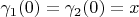 $\gamma_1(0) = \gamma_2(0) = x$