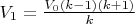 $V_{1}=\frac{V_{0}(k-1)(k+1)}{k}$