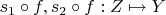 $s_1\circ f, s_2\circ f:Z\mapsto Y$