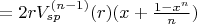 $=2rV_{sp}^{(n-1)}(r)(x+\frac{1-x^n}{n})$