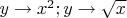 $y \to x^2; y\to \sqrt{x}$