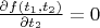 $\frac{\partial f(t_1, t_2)}{\partial t_2}=0$