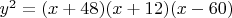 $y^2=(x+48)(x+12)(x-60)$