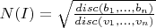 $N(I)=\sqrt{\frac{disc(b_1, ..., b_n)}{disc(v_1, ..., v_n)}}$